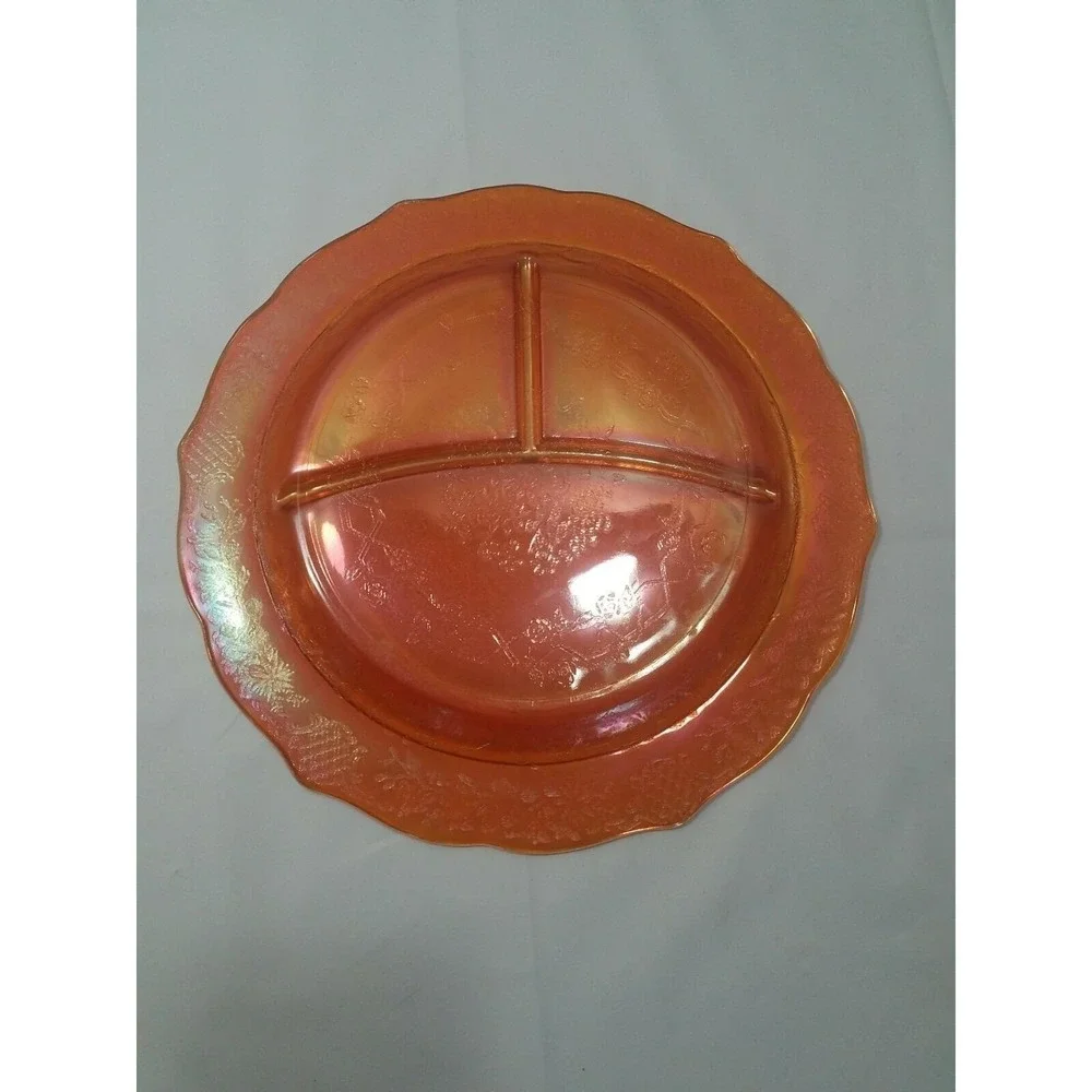 Normandie Marigold Depression Carnival Glass Grill Plate 11